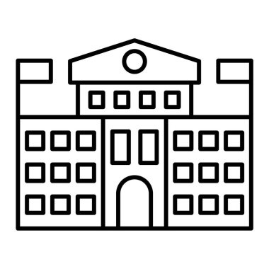 Üniversite binası ikonu. Web için okul mahkemesi vektör simgelerinin özet çizimi