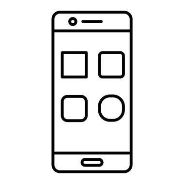 Akıllı telefon aygıtı simgesi. Taslak cep telefonu vektör çizimi sembolü. beyaz arkaplanda izole