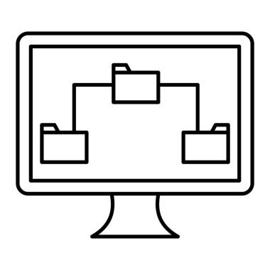 veri depolama ve bilgisayar vektör illüstrasyonlu dizüstü bilgisayar
