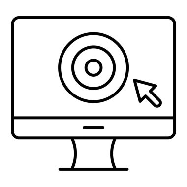 ok ve hedef vektör illüstrasyon tasarımı ile bilgisayar monitörü