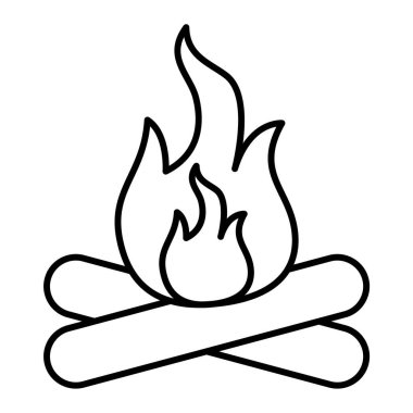 Ateş ikonu. Web için kamp ateşi vektör simgelerinin özet çizimi