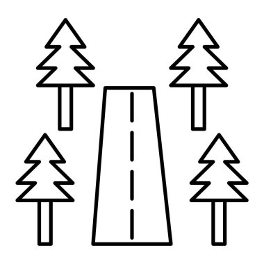 Yol simgesi vektörü. İnce çizgi sembolü. izole edilmiş sınır çizimi