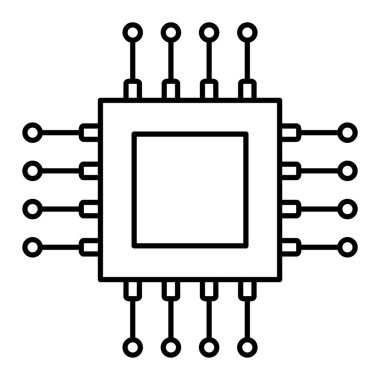 işlemci çipi ikon vektör çizimi