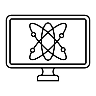 Bilim ve teknoloji ikonu. Atom vektörü sembolünün ana hatları web tasarımı