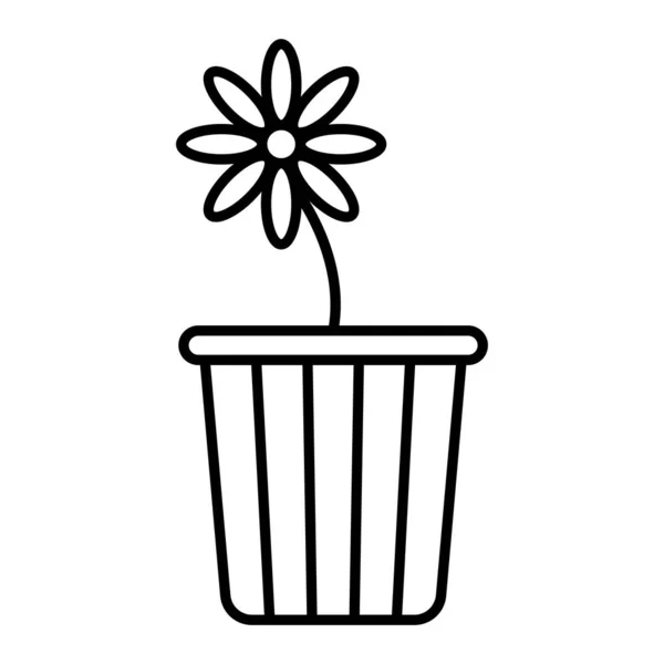 Blomkruka Ikonen Kontur Trädgård Krukväxt Vektor Illustration Symbol — Stock vektor