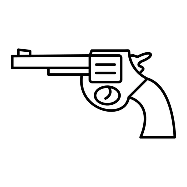 Revolver Zbraň Ikona Bílém Pozadí Styl Čáry Vektorové Ilustrace — Stockový vektor