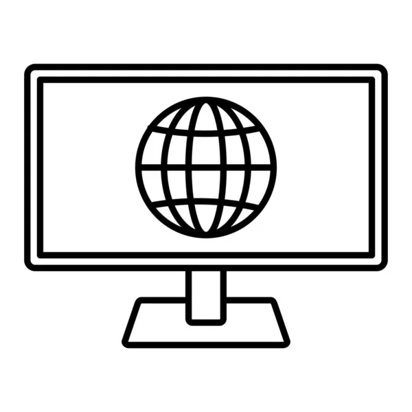 Monitor Computador Com Ícone Globo Ilustração Vetorial — Vetor de Stock