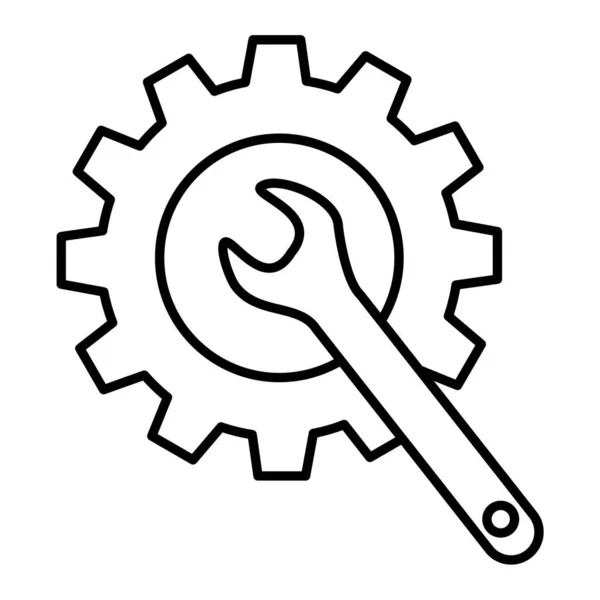 Wrench Screwdriver Icon Outline Gear Repair Vector Symbol Web Design — Stock Vector