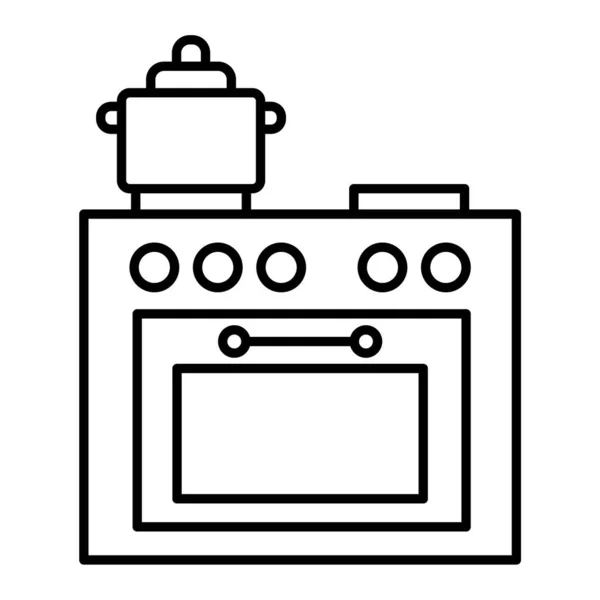 Икона Кухонной Плиты Контурная Иллюстрация Векторных Значков Печи Паутины — стоковый вектор