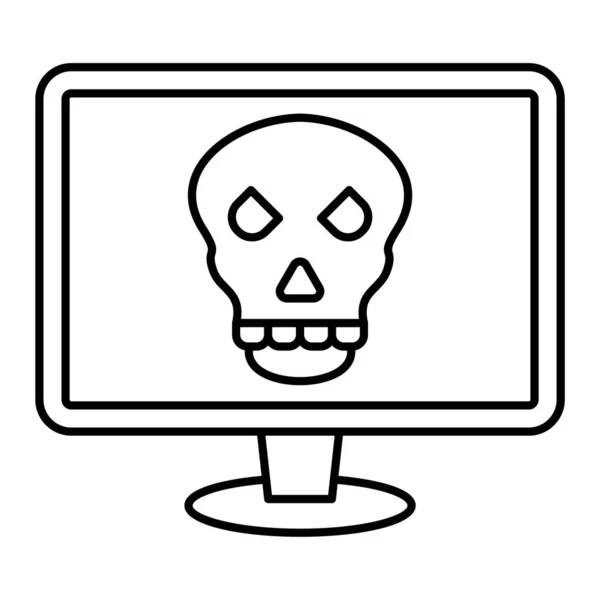 Monitor Computador Com Desenho Ilustração Vetor Crânio — Vetor de Stock