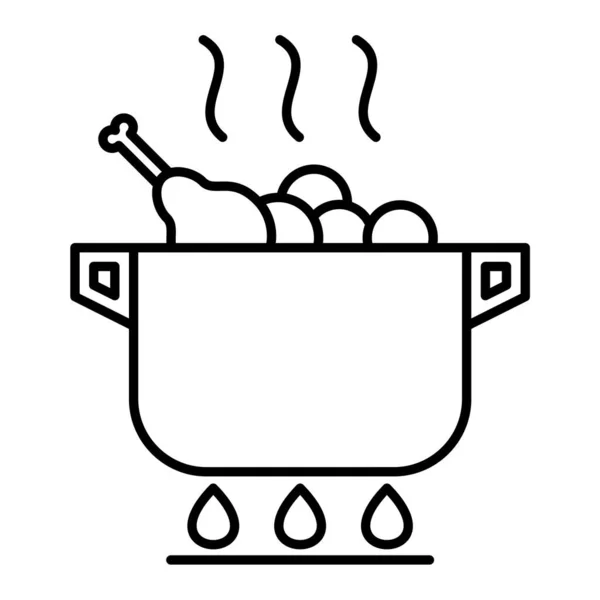 Векторна Іконка Їжі Контурна Ілюстрація Супового Горщика Ложкою Мискою Яса — стоковий вектор