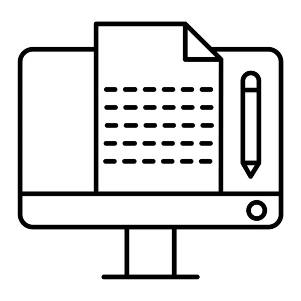 Laptop Con Documenti Disegno Illustrativo Vettoriale Matita — Vettoriale Stock