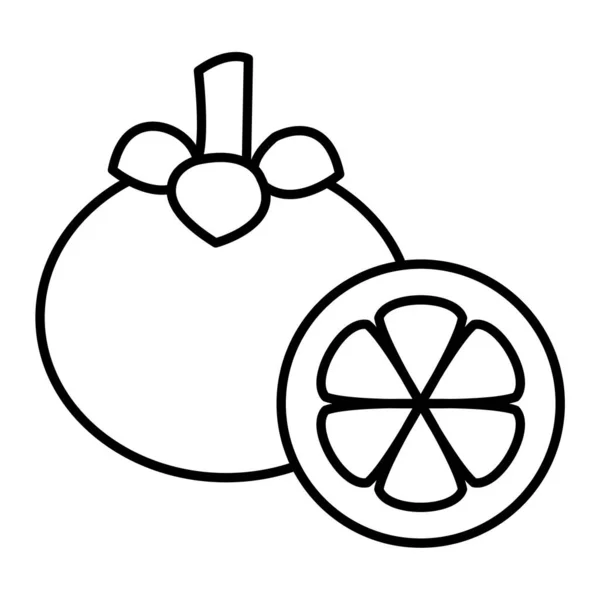 Mangosteen Fruit Icon Vector Illustration — 스톡 벡터