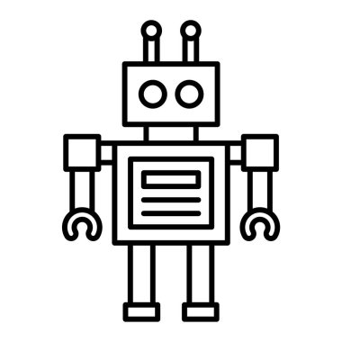 çizgi robot simgesi, vektör illüstrasyonu