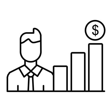 Finans grafiği vektör çizimi tasarımı ile iş adamı