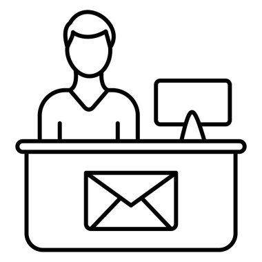 dizüstü bilgisayarı ve zarf vektör illüstrasyon tasarımı olan adam