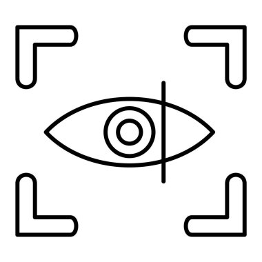 Göz simgesi vektörü. İnce çizgi işareti. İzole edilmiş kontür sembolü gösterimi