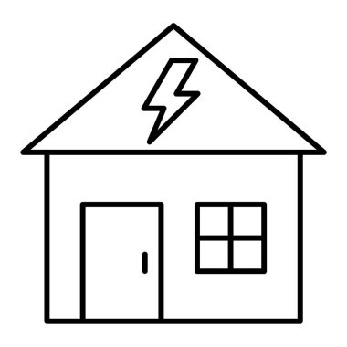 Güneş paneli ikonlu ev. Web için enerji ev vektör simgelerinin özet çizimi