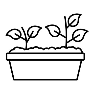 Yapraklı saksı vektör illüstrasyon tasarımı