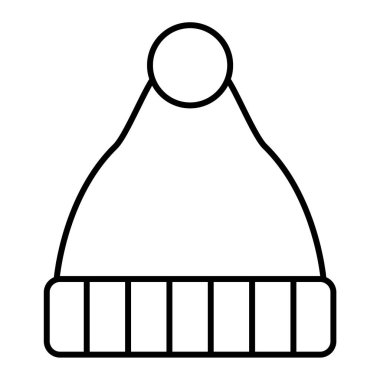 kış şapkası ikonu. Web için örülmüş süveter vektör simgelerinin özet çizimi