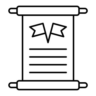 Parşömen simgesi vektörü. İnce çizgi işareti. izole edilmiş sınır sembolü çizimi