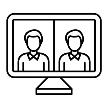 İş dünyası ikon vektörü. Ana hatlarıyla erkek ve kadın avatarı. izole edilmiş sınır sembolü çizimi