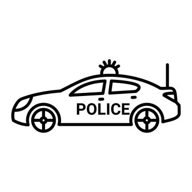 Araba kazası ikonu. Web için polis aracı vektör simgelerinin özet çizimi