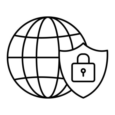 Simge tasarımı ile küresel güvenlik kavramı, vektör illüstrasyonu 10 eps grafik.