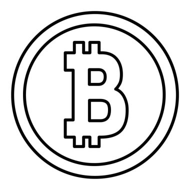 Beyaz zemin üzerinde siyah tarzda izole edilmiş bitcoin simgesi. para birimi sembolü vektör çizimi.