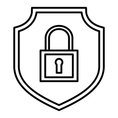 asma kilit ikon vektör illüstrasyon tasarımı ile kalkan