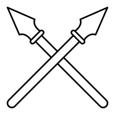 Çapraz kılıç ikonu. Beyaz arkaplanda izole edilmiş web tasarımı için ortaçağ silah vektör simgeleri dizisi