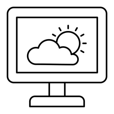 Bulut hesaplama simgesi. Web için dizüstü bilgisayar vektör simgelerinin özet çizimi