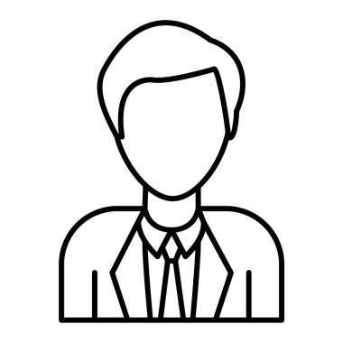 İş adamı avatar ikonu. Ana hatlarıyla erkek vektör illüstrasyonu. izole edilmiş sembol.