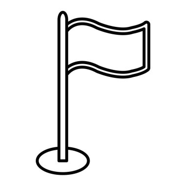 Bayrak simgesi. İnce çizgi çizimi. siyah ve beyaz arkaplan