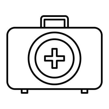 İlk yardım çantası simgesi vektörü. Acil durum işaretini özetle. izole edilmiş sınır sembolü çizimi