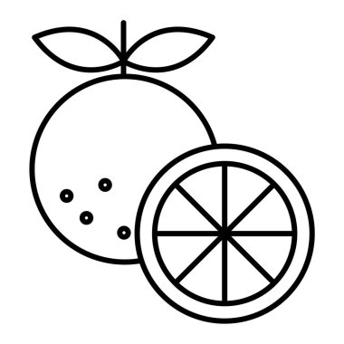 taze turuncu meyve ikonu vektör illüstrasyon grafik tasarımı