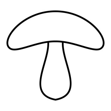 Mantar ikonu. Beyaz arkaplanda izole edilmiş siyah vektör çizgisi çizimi