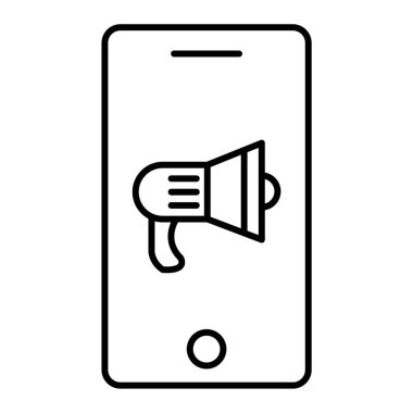 cep telefonu simgesi. Megafon vektör illüstrasyonlu akıllı telefon hatları. izole edilmiş çevre arkaplanı.