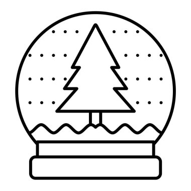 Kar ikonlu Noel ağacı, vektör illüstrasyonu