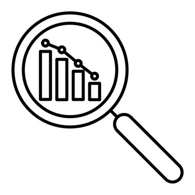 Büyüteçli büyüteç ve grafik simgesi. vektör illüstrasyonu