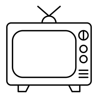 Televizyon ikonu. Beyaz arka planda siyah çizim. vektör izole
