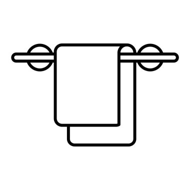 Havlu simgesi vektörü beyaz arkaplanda izole edildi, yastık şeffaf işareti, çizgi ve çizgili elementler doğrusal biçiminde