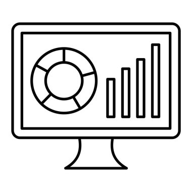 veri analiz simgesi. Web için turta grafik vektör simgelerinin özet çizimi