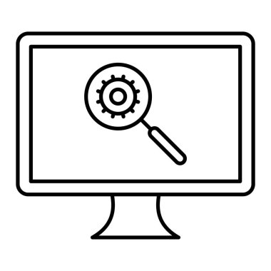 büyüteç ve büyüteç vektör illüstrasyon tasarımlı bilgisayar monitörü