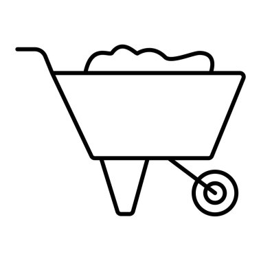 Toprak ve kürekli el arabası izole edilmiş ikon vektör çizimi tasarımı