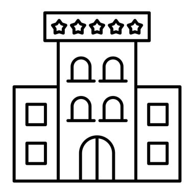 Beyaz arkaplanda izole edilmiş taslak biçimli bina simgesi. kilise sembolü