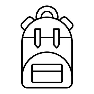 Sırt çantası simgesi. Ana hatlı okul çantası vektör illüstrasyonu. izole edilmiş sembol.