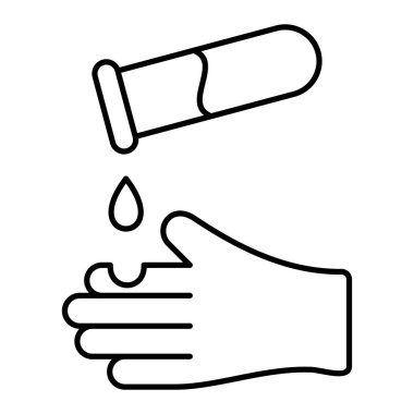 Kan bağışı ikonu vektörüyle el. İnce çizgi işareti. izole edilmiş sınır sembolü çizimi