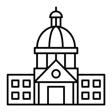 Üniversite binası ikonu. Web için okul vektör simgelerinin özet çizimi