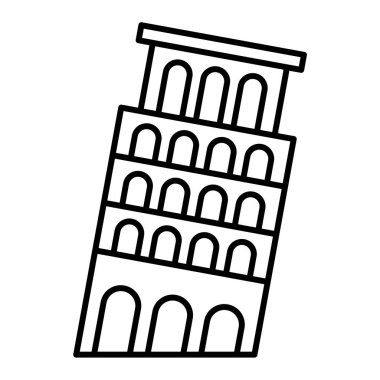 Sidikli kule simgesi beyaz arka planda izole edilmiş. seyahat sembolü çizimi.